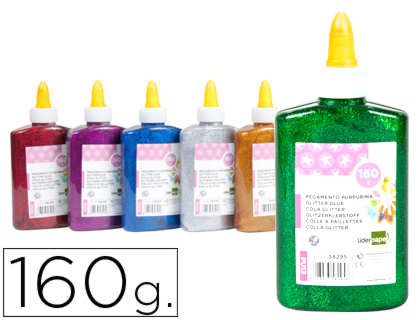 [PU13] PURPURINA PEGAMENTO LIDERPAPEL FANTASIA COLORES METALICOS SURTIDOS BOTE DE 160 GR
