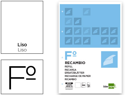 [RF10] RECAMBIO LIDERPAPEL FOLIO 100 H 4TF-10 LISO 4 TALADROS