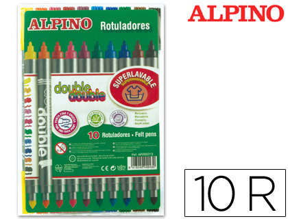 [AR002013N] ROTULADOR ALPINO DOUBLE DOUBLE PUNTA GRUESA Y PUNTA FINA CAJA DE 10+2 UNIDADES COLORES SURTIDOS