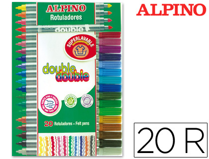 [AR002058N] ROTULADOR ALPINO DOUBLE DOUBLE PUNTA GRUESA Y PUNTA FINA CAJA DE 20+4 UNIDADES COLORES SURTIDOS