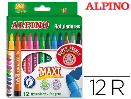 [AR000006N] ROTULADOR ALPINO MAXI CAJA DE 12 UNIDADES COLORES SURTIDOS