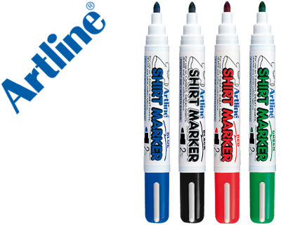 [EKT-2 A1] ROTULADOR ARTLINE CAMISETA EKT-2 NEGRO ROJO AZUL Y VERDE PUNTA REDONDA 2 MM PARA USO EN CAMISETA CAJA DE 4 UNIDADES