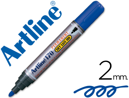 [170-A] ROTULADOR ARTLINE MARCADOR PERMANENTE 170 AZUL PUNTA REDONDA 2MM ANTISECADO