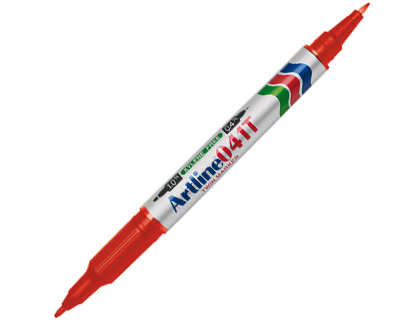 [EK-041T/RO] ROTULADOR ARTLINE MARCADOR PERMANENTE EK-041T ROJO DOBLE PUNTA 0.4 Y 1.0 MM