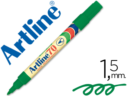 [EK-70 V] ROTULADOR ARTLINE MARCADOR PERMANENTE EK-70 VERDE PUNTA REDONDA 1.5 MM PAPEL METAL Y CRISTAL