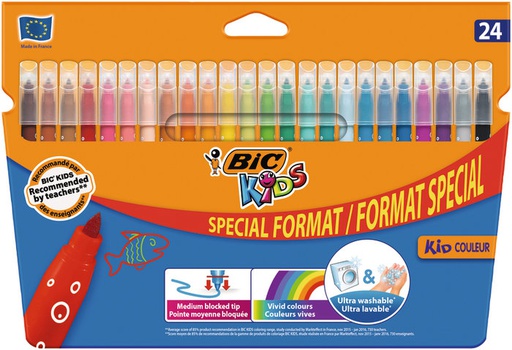 [9117373] ROTULADOR BIC KIDS COULEUR ESTUCHE DE 24 COLORES TINTA BASE DE AGUA LAVABLE