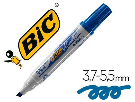 [525829] ROTULADOR BIC VELLEDA PARA PIZARRA AZUL PUNTA BISELADA 5,9 MM