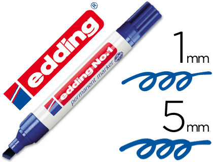 [1-03] ROTULADOR EDDING MARCADOR PERMANENTE 1 AZUL PUNTA BISELADA 5 MM RECARGABLE