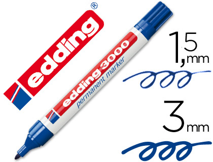 [3000-03] ROTULADOR EDDING MARCADOR PERMANENTE 3000 AZUL -PUNTA REDONDA 1,5-3 MM RECARGABLE