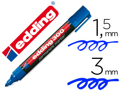 [300-03] ROTULADOR EDDING MARCADOR PERMANENTE 300 AZUL PUNTA REDONDA 1,5-3 MM RECARGABLE