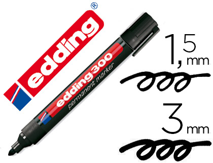 [300-01] ROTULADOR EDDING MARCADOR PERMANENTE 300 NEGRO PUNTA REDONDA 1,5-3 MM RECARGABLE