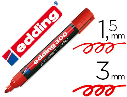 [300-02] ROTULADOR EDDING MARCADOR PERMANENTE 300 ROJO PUNTA REDONDA 1,5-3 MM RECARGABLE