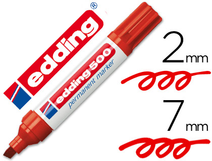 [500-02] ROTULADOR EDDING MARCADOR PERMANENTE 500 ROJO PUNTA BISELADA 7 MM