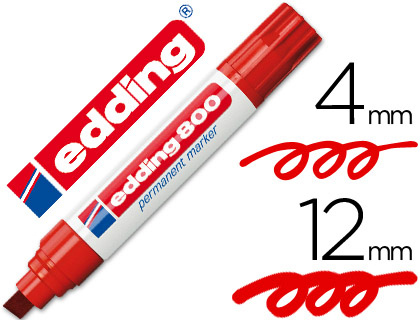 [800-02] ROTULADOR EDDING MARCADOR PERMANENTE 800 ROJO PUNTA BISELADA 12 MM RECARGABLE