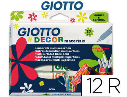 [F45340000] ROTULADOR GIOTTO DECOR MATERIALS CAJA DE 12 UNIDADES COLORES SURTIDOS