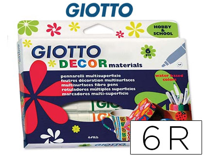 [F45330000] ROTULADOR GIOTTO DECOR MATERIALS CAJA DE 6 COLORES SURTIDOS