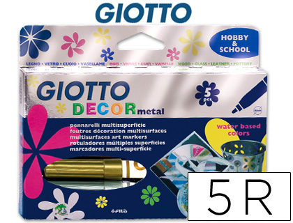 [F45290000] ROTULADOR GIOTTO DECOR METAL CAJA DE 5 UNIDADES COLORES SURTIDOS
