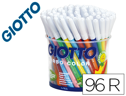 [F521500] ROTULADOR GIOTTO TURBO COLOR BOTE DE 96 UNIDADES 12 COLORESPOR 8 UNIDADES DE CADA COLOR LAVABLES CON PUNTA BLOQUEADA