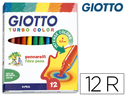 [F416000] ROTULADOR GIOTTO TURBO COLOR CAJA DE 12 COLORES LAVABLES CON PUNTA BLOQUEADA
