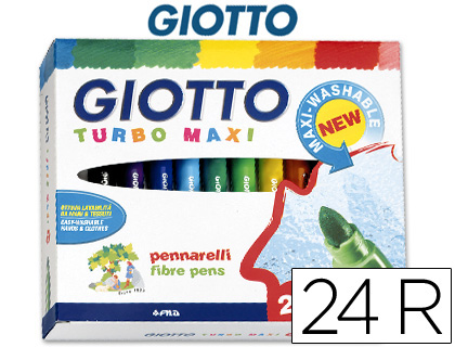 [F455000] ROTULADOR GIOTTO TURBO MAXI CAJA DE 24 COLORES LAVABLES CON PUNTA BLOQUEADA