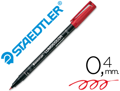 [3132] ROTULADOR STAEDTLER LUMOCOLOR RETROPROYECCION PUNTA DE FIBRA PERMANENTE 313-2 ROJO PUNTA SUPER FINA REDONDA 0.4 MM