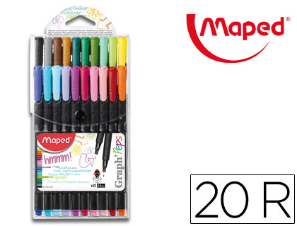 [749151] ROTULADOR MAPED PUNTA DE METAL GRAPH PEPS FINE LINER ESTUCHE DE 20 COLORES SURTIDOS