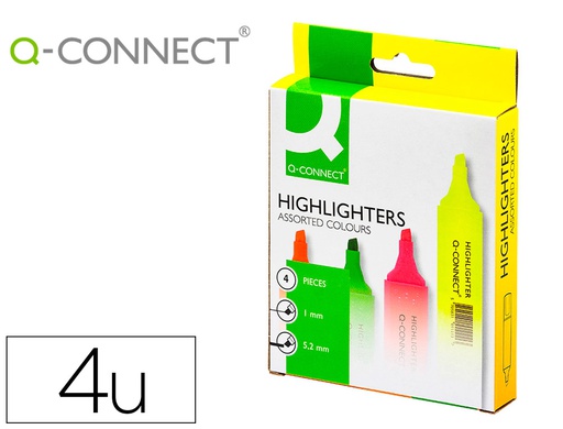 [KF01116] ROTULADOR Q-CONNECT FLUORESCENTE SURTIDO CAJA DE 4 UNIDADES COLORES SURTIDOS