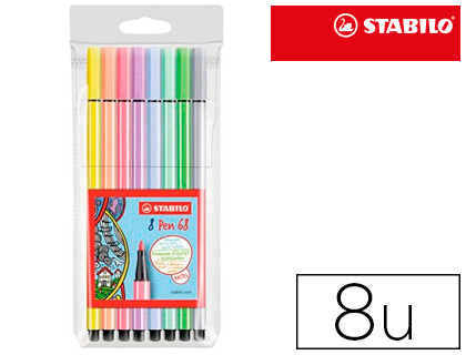[68/8-01] ROTULADOR STABILO ACUARELABLE PEN 68 ESTUCHE DE 8 COLORES SURTIDOS PASTEL