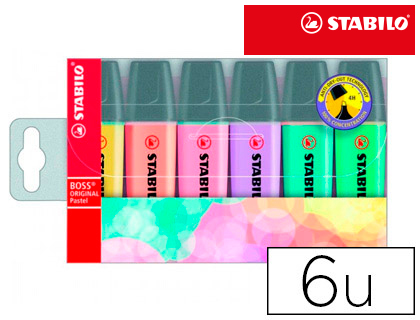 [70/6-2] ROTULADOR STABILO BOSS PASTEL FLUORESCENTE 70 ESTUCHE DE 6 UNIDADES SURTIDAS