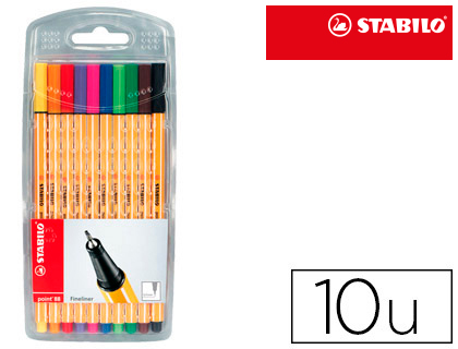 [8810] ROTULADOR STABILO PUNTA DE FIBRA POINT 88 ESTUCHE DE 10 UNIDADES COLORES SURTIDOS
