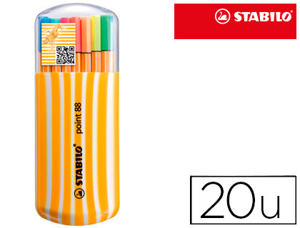 [8820-022] ROTULADOR STABILO PUNTA DE FIBRA POINT 88 ZEBRUI ESTUCHE DE 20 UNIDADES COLORES NEON SURTIDOS