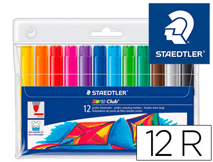[340 C12] ROTULADOR STAEDTLER COLOR JUMBO TRAZO 3 MM ESTUCHE DE 12 UNIDADES COLORES SURTIDOS