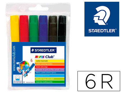 [340 WP6] ROTULADOR STAEDTLER COLOR JUMBO TRAZO 3 MM ESTUCHE DE 6 UNIDADES COLORES SURTIDOS