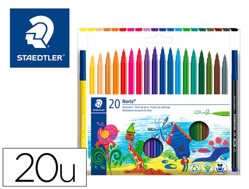 [326 C20] ROTULADOR STAEDTLER NORIS 326 PUNTA DE FIBRA NUEVO CUERPO HEXAGONAL CAJA DE 20 UNIDADES COLORES SURTIDOS
