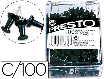 [KF15273] SEÑALIZADOR DE PLANOS Q-CONNECT NEGRO CAJA DE 100 UNIDADES