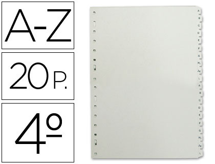 [4635200] SEPARADOR ALFABETICO MULTIFIN 3002 PLASTICO CUARTO NATURAL