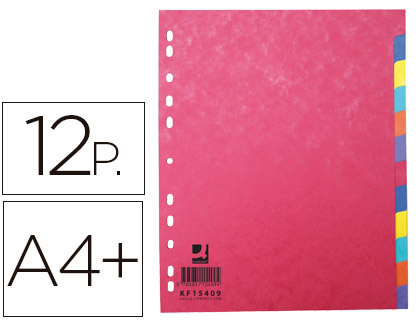 [KF15409] SEPARADOR Q-CONNECT CARTULINA BRILLO JUEGO DE 12 SEPARADORES DIN A4+