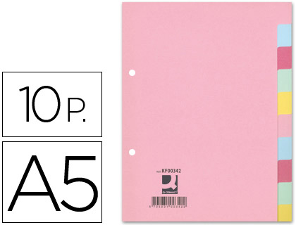 [KF00342] SEPARADOR Q-CONNECT CARTULINA JUEGO DE 10 SEPARADORES DIN A5