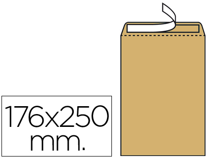 [SB57] SOBRE LIDERPAPEL BOLSA N.14 KRAFT B5 176X250 MM TIRA DE SILICONA CAJA DE 500 UNIDADES