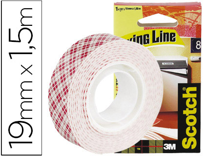[70006902749 (341915-B12)] SOPORTE ADHESIVO CINTA SCOTCH DOBLE CARA ULTRA RESISTENTE 1,5 MT X 19 MM