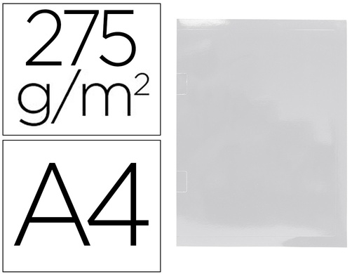 [400042270] SUBCARPETA PLASTIFICADA GIO DIN A4 BLANCA CON CUBRE GRAPAS 275 G/M