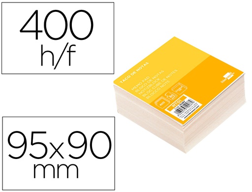 [MT01] TACO PAPEL LIDERPAPEL SIN ENCOLAR BLANCO 400 HOJAS 95X90X40 MM 80 GR