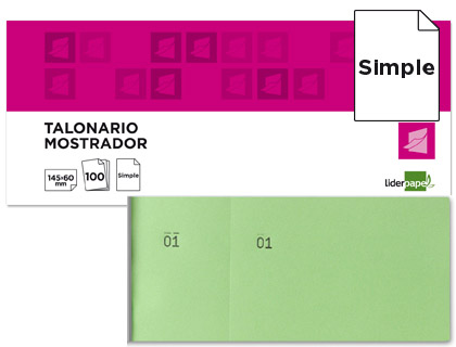 [TL06] TALONARIO LIDERPAPEL MOSTRADOR 60X145 MM TL06 VERDE CON MATRIZ