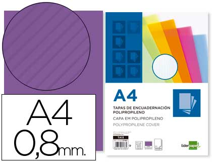 [TA13] TAPA ENCUADERNACION LIDERPAPEL POLIPROPILENO ONDULADO A4 0.8 MM VIOLETA PAQUETE DE 50 UNIDADES