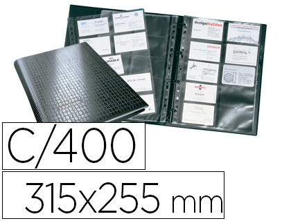 [2409] TARJETERO DURABLE DIN A4 VISIFIX CENTIUM 4 ANILLAS 20 FUNDAS CON INDICE ALFABETICO PARA 400 TARJETAS DE VISITA