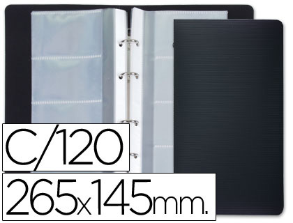 [TJ01] TARJETERO LIDERPAPEL 4 ANILLAS 15 FUNDAS DE 4 DEPARTAMENTOS 265X145 MM