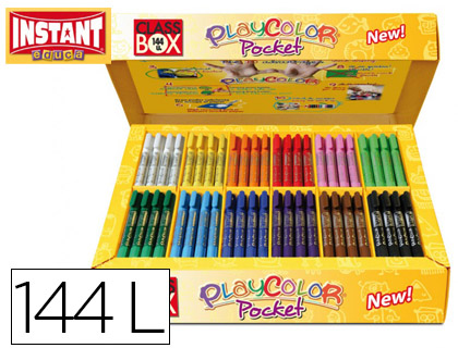 [10601] TEMPERA SOLIDA EN BARRA PLAYCOLOR POCKET ESCOLAR CAJA DE 144 UNIDADES 12 COLORES SURTIDOS