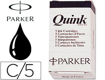 [1950382] TINTA ESTILOGRAFICA PARKER NEGRA CAJA DE 5 CARTUCHOS