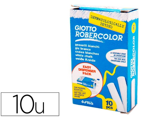 [F538700] TIZA BLANCA ANTIPOLVO ROBERCOLOR CAJA DE 10 UNIDADES