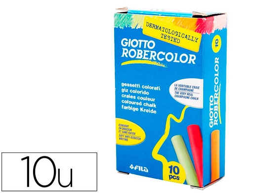 [F538900] TIZA COLOR ANTIPOLVO ROBERCOLOR CAJA DE 10 UNIDADES